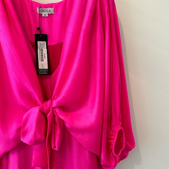 Azeeza magenta raw silk mini dress - Picture 8 of 9